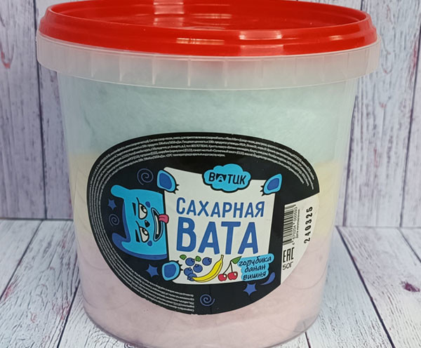 Сахарная вата "Ватик" вкус банан,вишня,голубика (50гр*6) г. Москва ООО КондиПрод (1шт)
