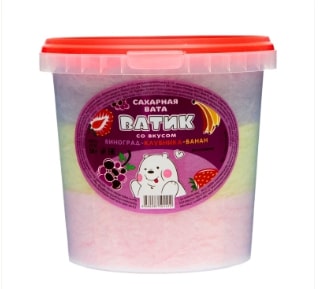 Сахарная вата "Ватик" вкус виноград,клубника,банан (50гр*6) г. Москва ООО КондиПрод (1шт)